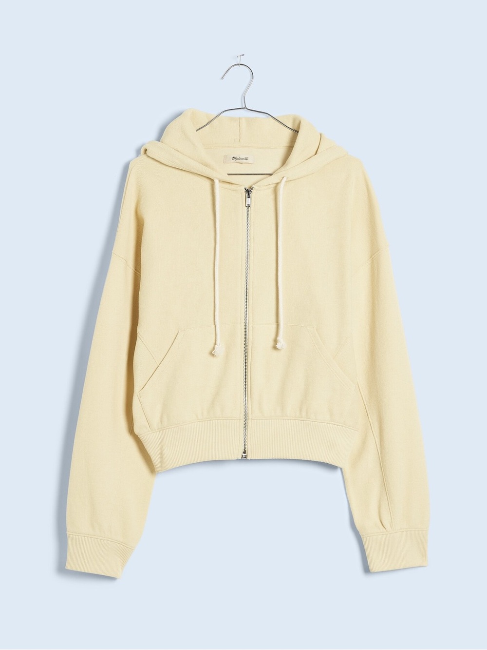 Madewell Women's Zip-Front Hooded Sweatshirt in Pale Yellow